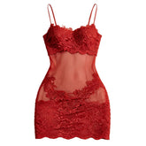 Western Cross Border Lace Sling Hip Wrapping French Style Nightgown Pure Desire Seductive Erotic Lingerie Nightwear Set