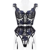Western Embroidery Bra Mesh Floral Lingerie Sets