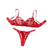 Western Erotic Mesh Heart Embroidery Bras Seductive Underwearsss Seductive Clothing Lingerie Set