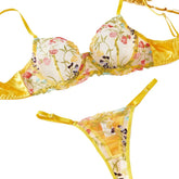 Western Small Floral Bra Thong See Through Underwears Erotic Seductives Lingerie Set