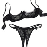 Western Quarter Cup Bra Lace Crotchless Open Panty See Through Erotic Suits