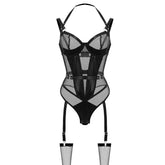 Western PU Leather Criss Cross See Through Body Suits