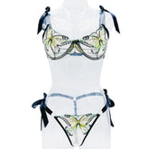 Western Style Butterfly Mesh Embroidery See Through Seductive Bras Erotic Erotics Erotic Lingerie Set