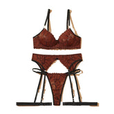 Westerns French Retro Leaf Embroidered Thin Minimizer Bra