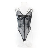 Erotic Western Style Deep V Neck Sensual Double Straps Mesh See Through Alluring Breathable Premium Erotic
