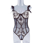 Womens Erotic Western Style Lace Embroidery Sensual Mesh Patchwork See Through Alluring Charming Premium Erotic