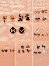 Halloween Pumpkin Skeleton Bat Earrings