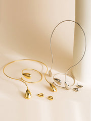 4 Pcs Geometric Necklaces Accessories + Drop Earrings + Bracelet Accessories