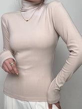 Solid Color Long Sleeves Skinny High Neck T-Shirts Tops