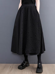 Jacquard Solid Color Split-Joint A-Line Loose Skirts Bottoms