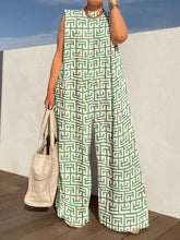 Urban Sleeveless Loose Printed Wide Leg Jumpsuits