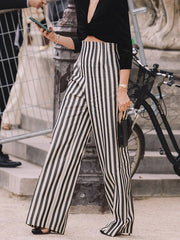 Striped Loose Wide Leg Trousers Casual Pants Bottoms