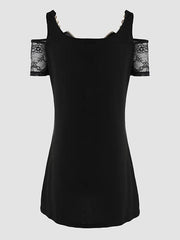 Figure Printed Zipper Irregularity Cold shoulder Mini Dresses