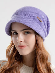 Flat Brim Solid Color Split-Joint Knitted Hats Hats