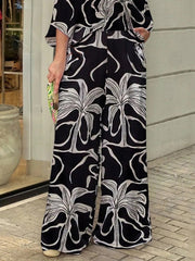 Printed Half Sleeves High Waisted V-Neck Jumpsuits