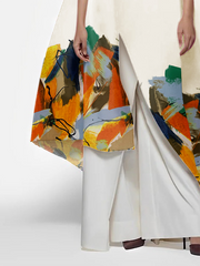 Batwing Sleeves Half Sleeves Abstract Printed Contrast Color Printed One-Shoulder Blouses&Shirts Tops