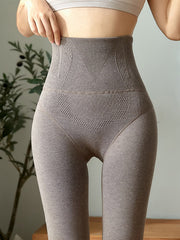 Casual Skinny Leg Velvet Keep Warm Solid Color Thermal Pants Bottoms