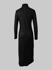 Asymmetric Printed Split-Joint Long Sleeves High Neck T-Shirts