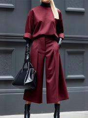Solid Color Zipper Loose Ninth Pants Trousers Casual Pants Bottoms