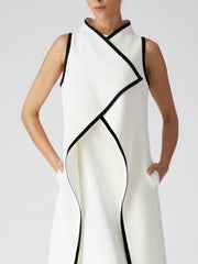 Solid Color Sleeveless Midi Dresses&Outwears Two Pieces Set