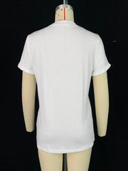Solid Color Short Sleeves Round-neck T-Shirts Tops