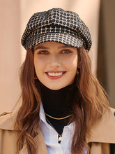 Vintage Contrast Color Houndstooth Plaid Woolen Hat