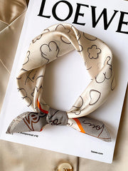 Animal Printed Geometric Letter Print Square Scarf