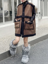 Buttoned Pockets Split-Joint Loose Sleeveless Stand Collar Vest Outerwear