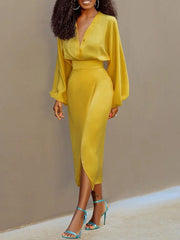 Bodycon High Waisted Solid Color Split-Front Skirts Bottoms