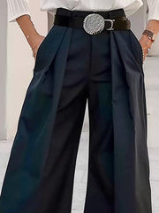 High Waisted Loose Floral Printed Pleated Split-Joint Pants Trousers