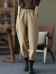 Thicken Velvet Elasticity Solid Color Casual Pants