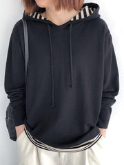 Casual 5 Colors Striped Hooded Long Sleeves Sweater Top