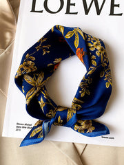 Flower Print Leisure Square Silk Scarf
