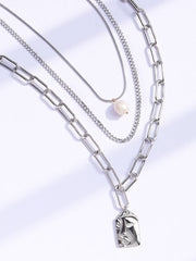 Simple Asymmetric Geometric Alloy Pearl Necklaces Accessories
