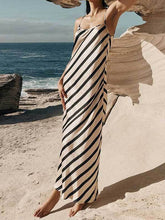 Striped High Waisted Loose Spaghetti-Neck Maxi Dresses