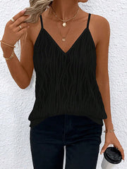 Split-Joint Loose Sleeveless Spaghetti-Neck Vest Top