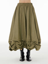 Elasticity Pleated Solid Color Split-Joint Loose Skirts