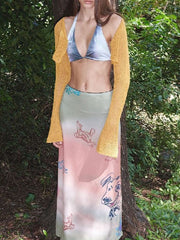 Animal Printed Gradient Split-Joint Bodycon Skirts Bottoms