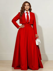 Elasticated Waist High Waisted Big Hemline Pleated Pockets Solid Color Zipper Wide Leg Pants