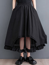 Elastics Gauze Solid Color Split-Joint Loose Skirts Bottoms