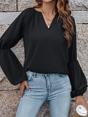 Solid Color Loose V-Neck Blouses&Shirts Tops
