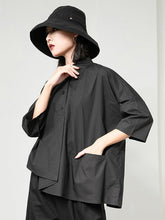 Leisure Loose Irregularity Solid Color Polo Blouses&Shirts Tops