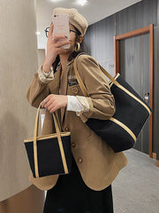 Casual Simple Solid Color Canvas Tote Bag