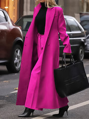 Long Sleeves Solid Color Notched Collar Blazer Coats