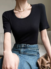 Solid Color Short Sleeves Skinny Round-Neck T-Shirts