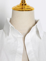 Simple Flared Sleeves Loose Solid Color Lapel Collar Midi Dresses