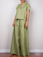 Batwing Sleeves Loose Solid Color Split-Joint V-Neck Blouses&Shirts Tops