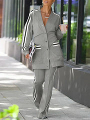 Long Sleeves Split-Joint V-Neck Outerwear