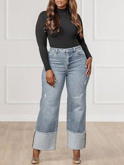 Split-Joint High Waisted Jean Pants Bottoms