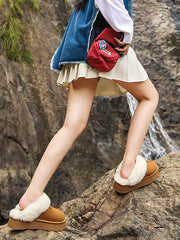 Round-Toe Split-Joint Velvet Slippers Platform Shoes